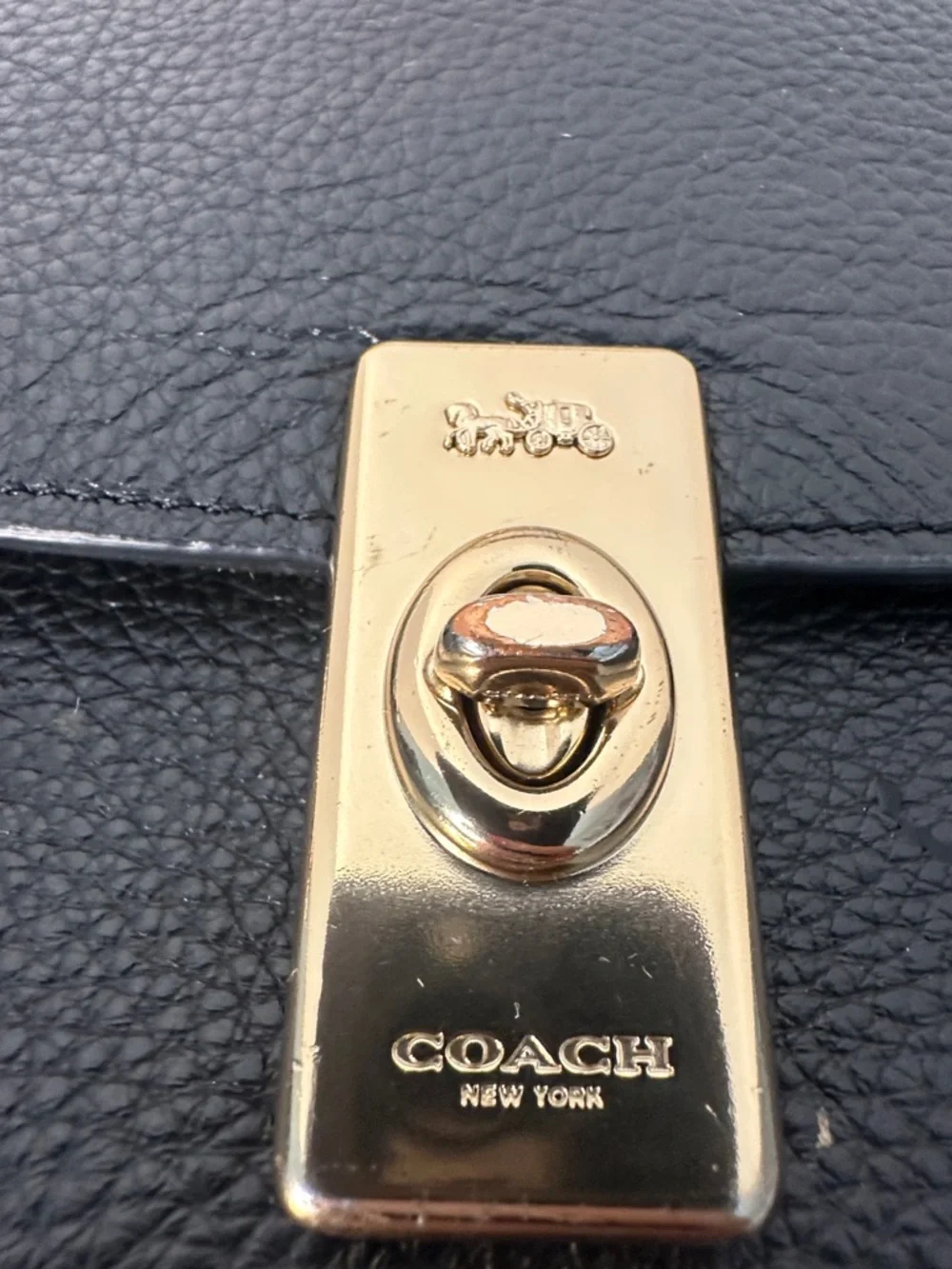 Black Leather‎ Shoulder Bag with Gold Hardware